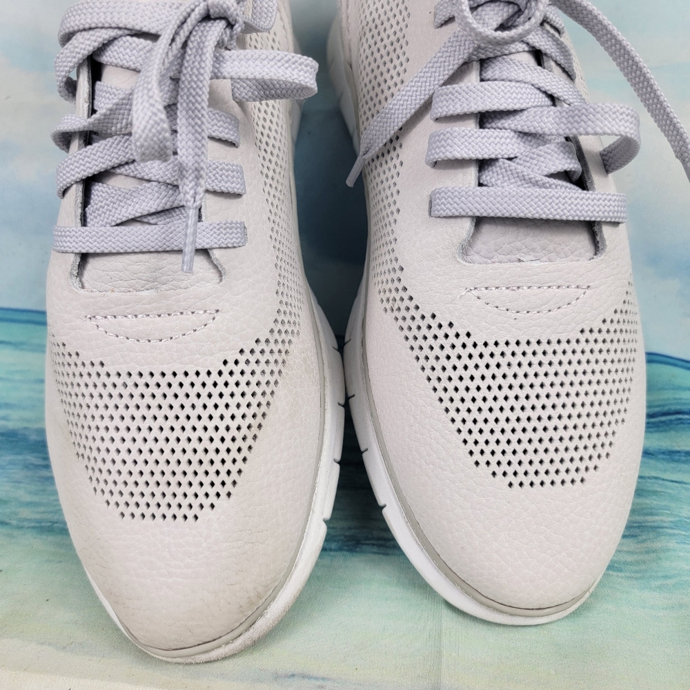 Vionic Joey Gray Leather Perforated Comfort Shoes Sneakers Womens 8.5 Wide - Picture 5 of 10